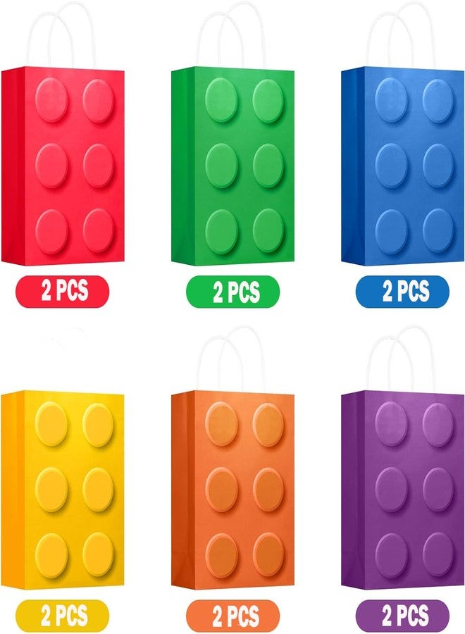 YOTNUS 12 Pcs Building Block Party-Favor-Gift-Bags, Small Gift Bags with Handles, for Building Block Birthday Party Shower Decoration Supplies - Image 3